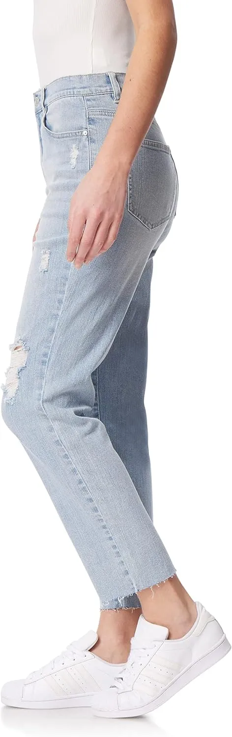 WallFlower Women's Mom Curvy Ankle Denim High-Rise Insta Stretch Juniors Jeans