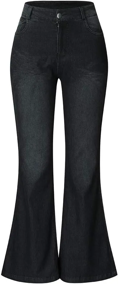 Wide Leg Jeans for Women Trendy High Waisted Stretchy Denim Pants Trouser Jeans with Pockets Stretch Denim Pants