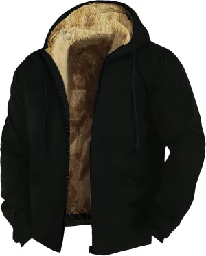 Winter Jackets for Men Fleece Sherpa Lined Warm Hoodie Jacket Heavyweight Sweatshirt Zip Up Sweatshirt Coat with Pockets