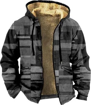 Winter Jackets for Men Heavyweight Sweatshirt Hoodie Coat Fleece Sherpa Lined Warm Jacket Zip Up Sweatshirt with Pockets