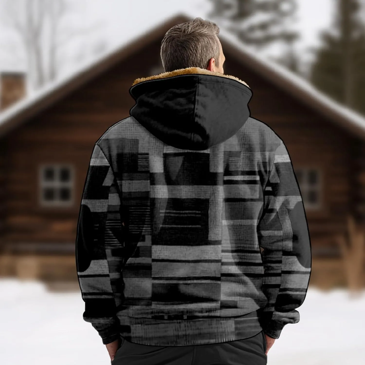 Winter Jackets for Men Heavyweight Sweatshirt Hoodie Coat Fleece Sherpa Lined Warm Jacket Zip Up Sweatshirt with Pockets