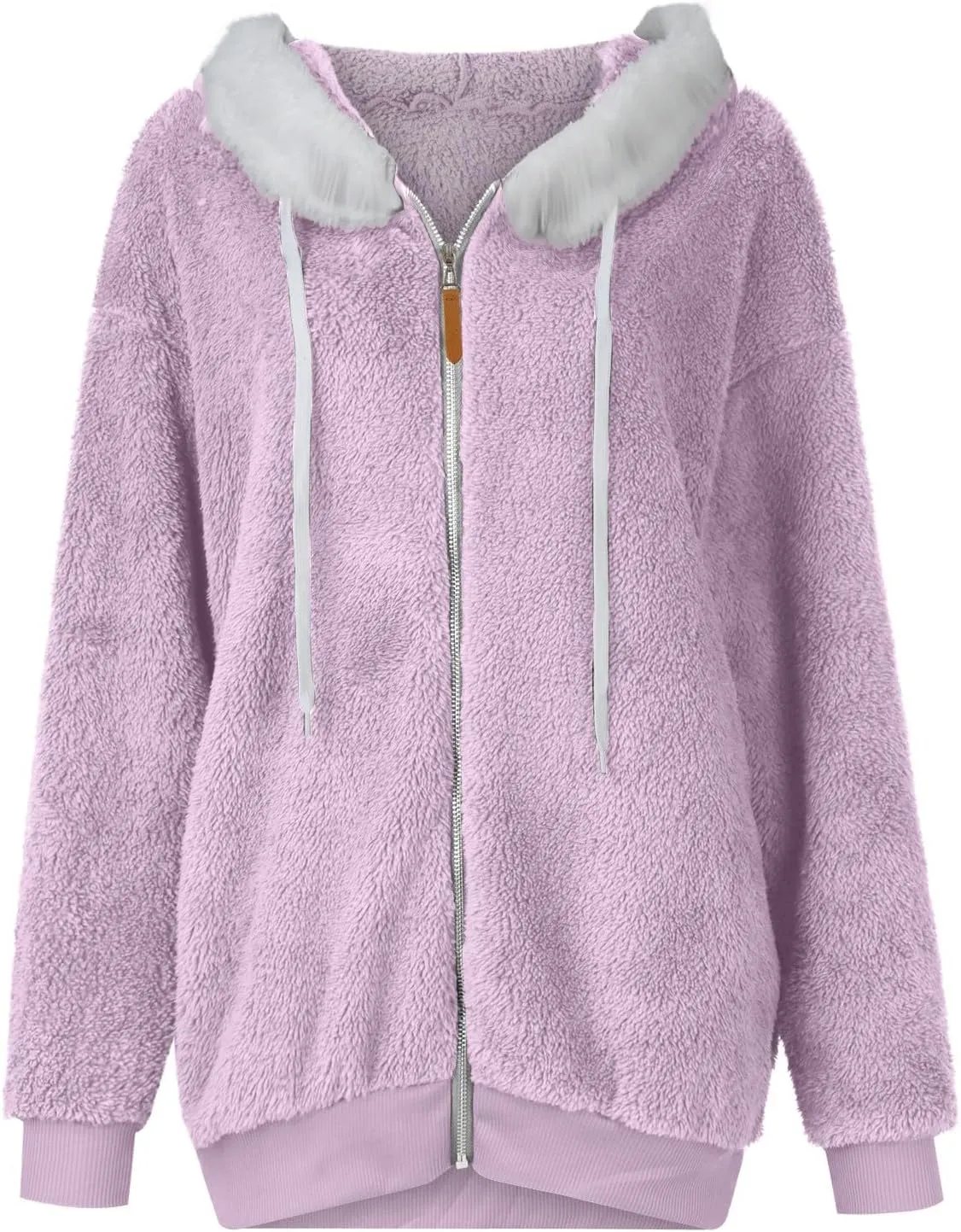 Winter Oversized Hoodies For Women With Pockets Fashion Sherpa Coats Zip Up Fleece Jackets Graphic Solid Cardigans