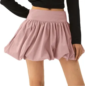 Women Bubble Mini Skirt High Waist Pleated Tutu Skirts Fashion Y2K Clothes Solid Color A-Line Flared Short Skirts