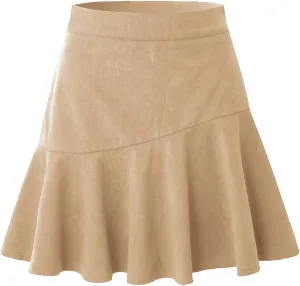 Women Corduroy Mini Skirt Summer High Waist Versatile Pleated A-Line Skirts Casual Cute Skater Skirt for Going Out