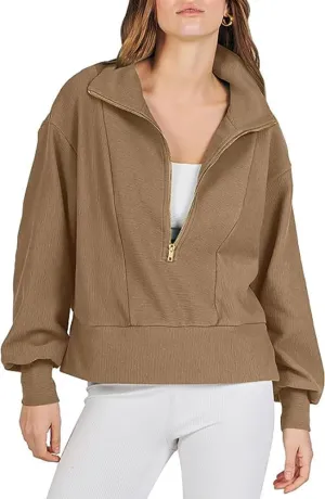 Women Hoodies Cropped Sweatshirt Zip Up Pullover Fall Casual Fleece Loose Fit