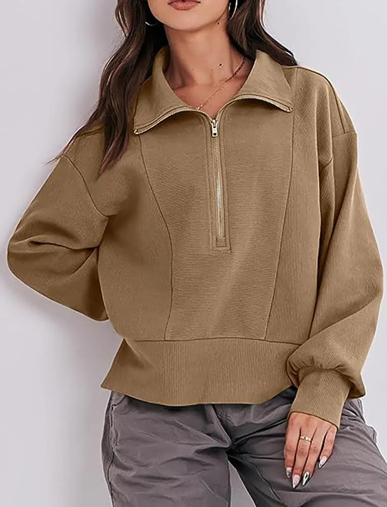 Women Hoodies Cropped Sweatshirt Zip Up Pullover Fall Casual Fleece Loose Fit