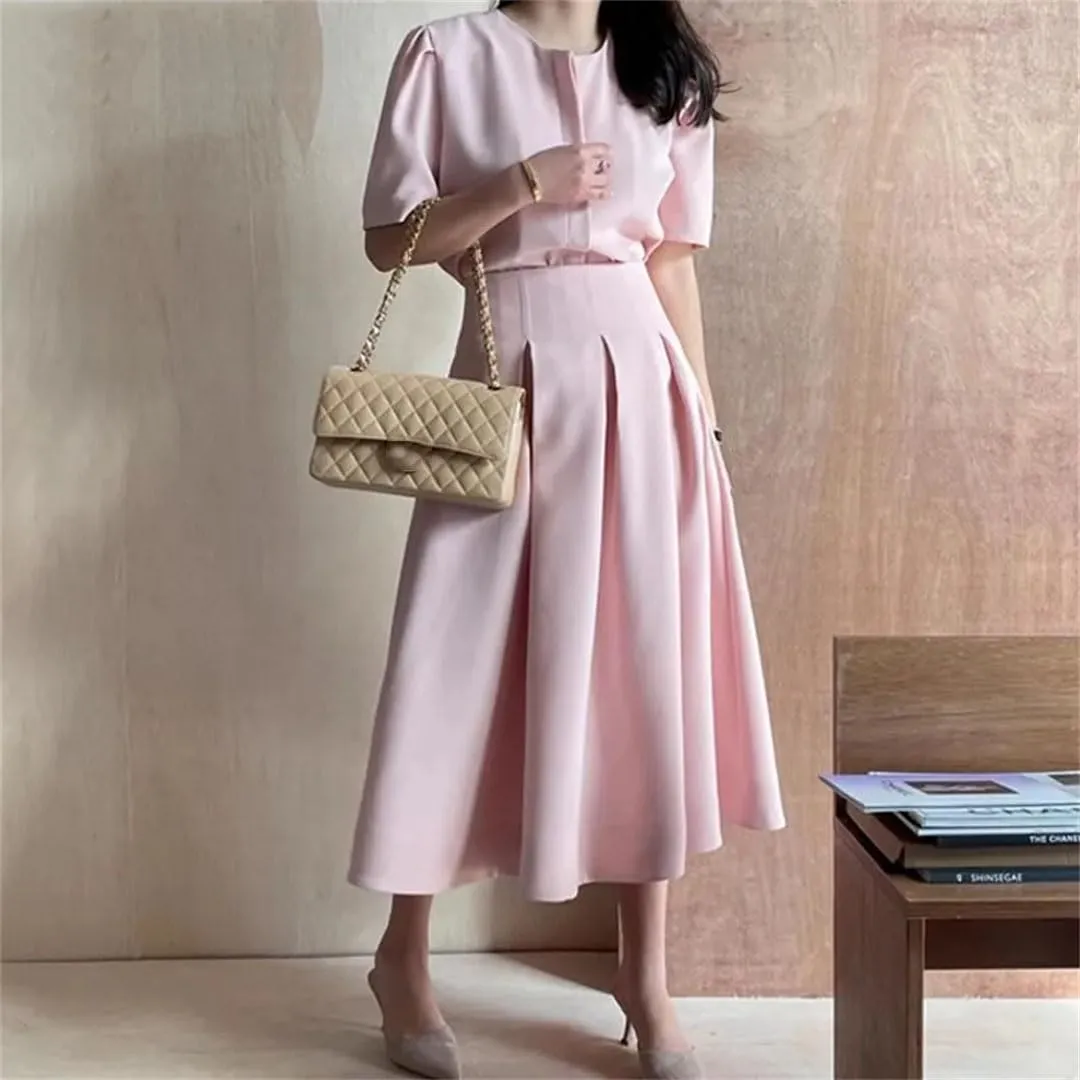 Women Loose Mid-Length Skirts Casual High Waist A-Line Skirts