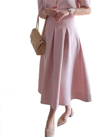 Women Loose Mid-Length Skirts Casual High Waist A-Line Skirts