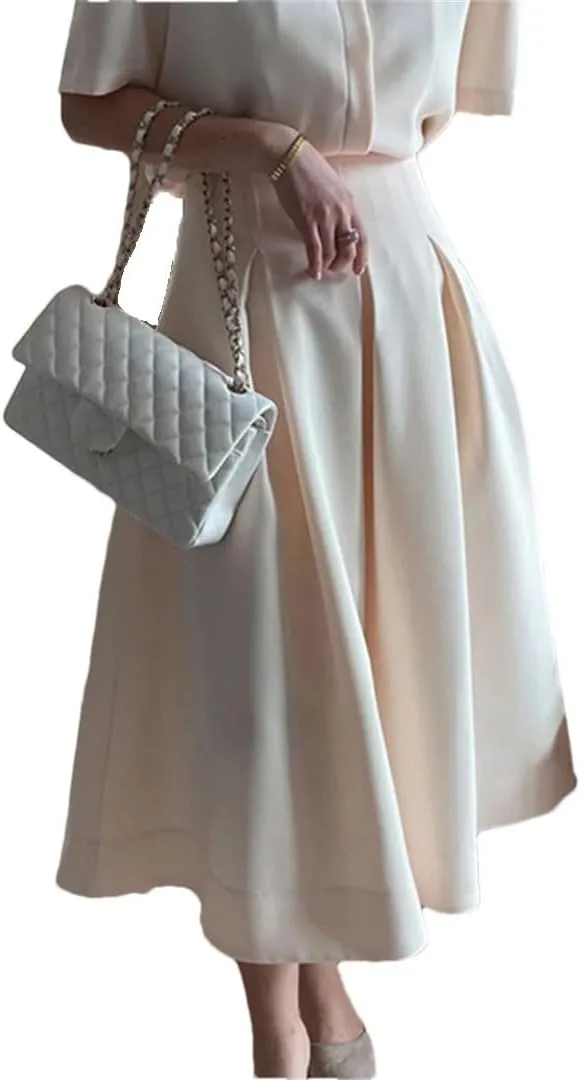 Women Loose Mid-Length Skirts Casual High Waist A-Line Skirts