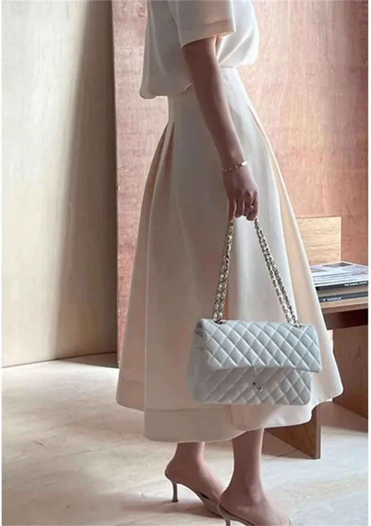 Women Loose Mid-Length Skirts Casual High Waist A-Line Skirts