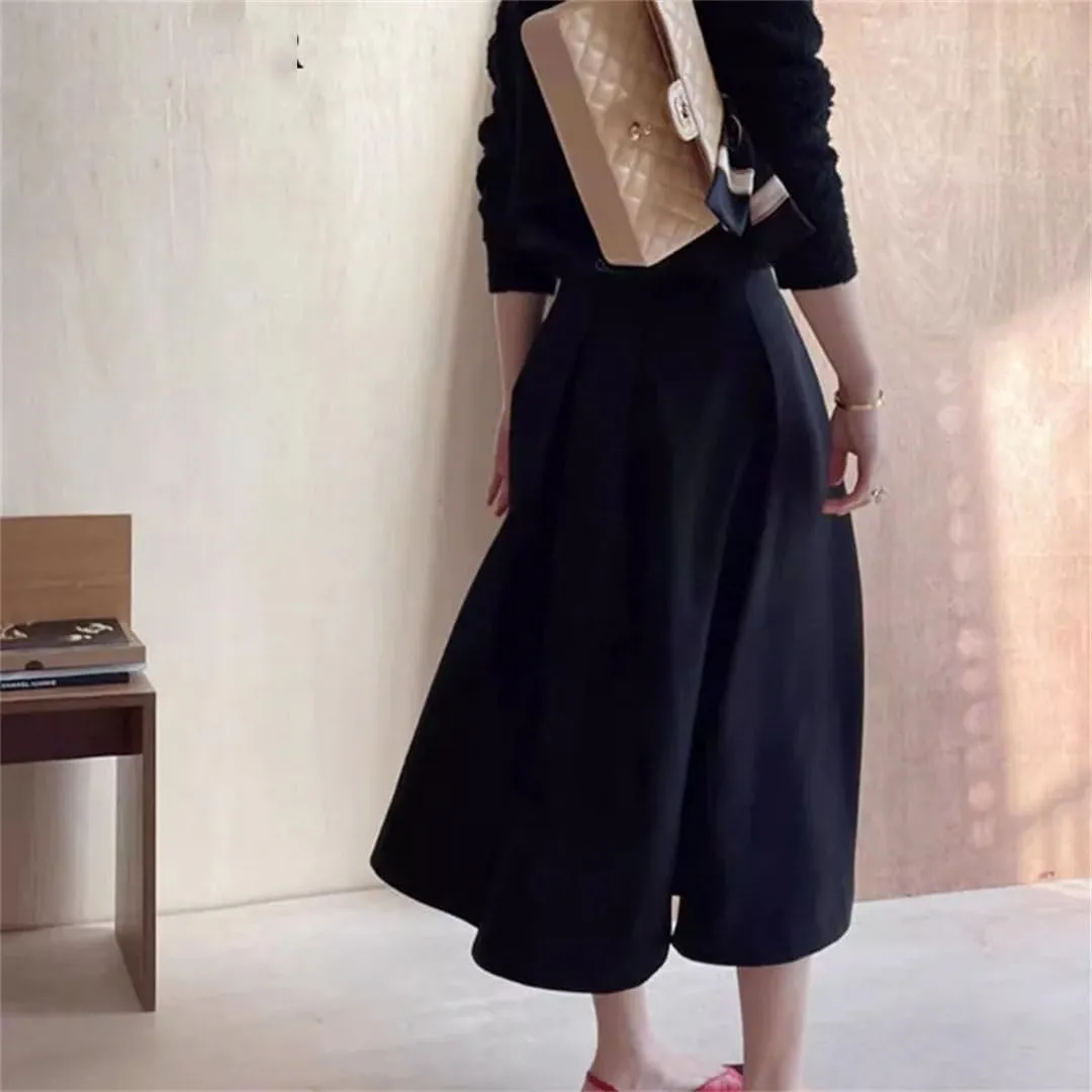 Women Loose Mid-Length Skirts Casual High Waist A-Line Skirts