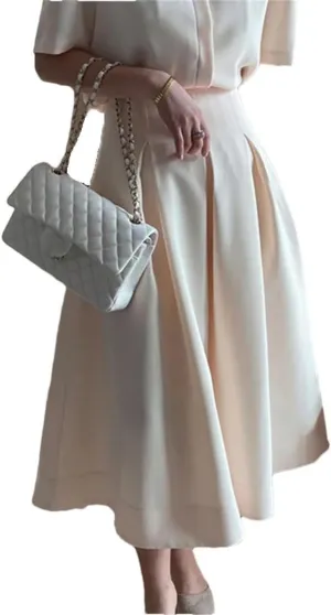 Women Loose Mid-Length Skirts Casual High Waist A-Line Skirts