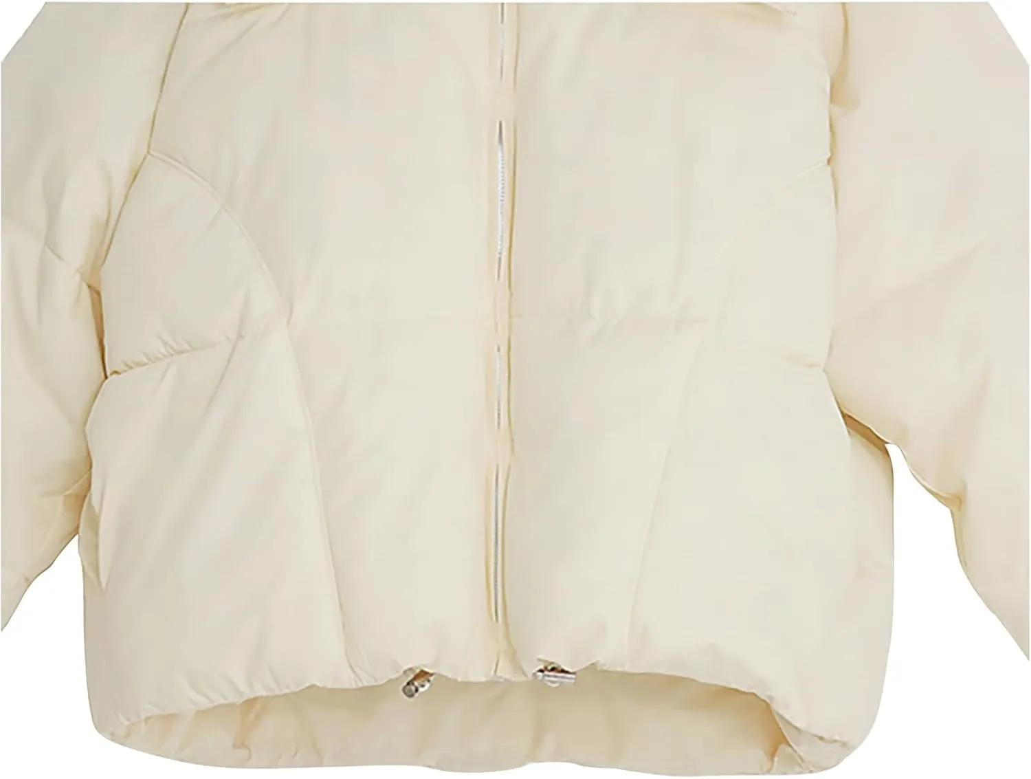 Women Quilted Coat Winth Hood Winter Long Sleeve Zip Puffer Jacket Pockets Baggy Short Down Coats Bubble Coat