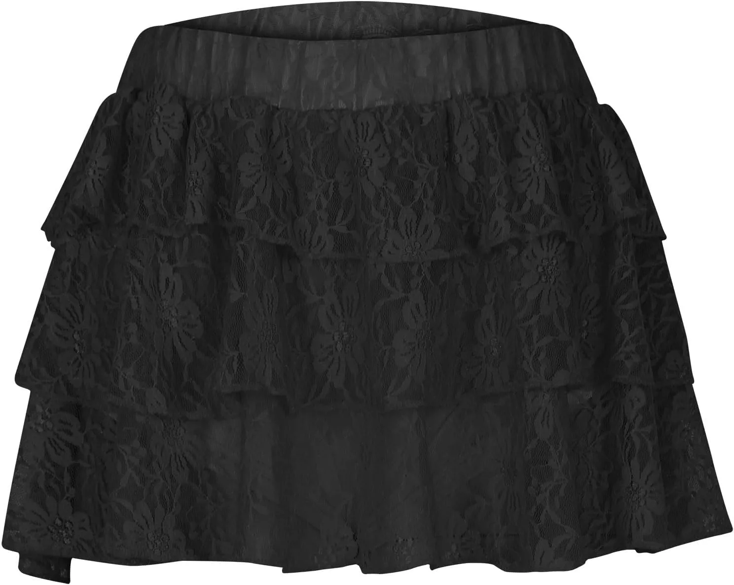 Women Ruffle Mini Skirts Summer Layered Skirt High Waist Tiered Skirt Lace Pleated Skirts Cute Flowy Skirt Streetwear