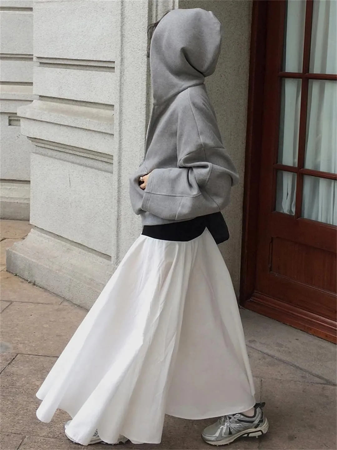 Women Slim Fit A-Line Umbrella Skirt Vintage Young Long Skirts