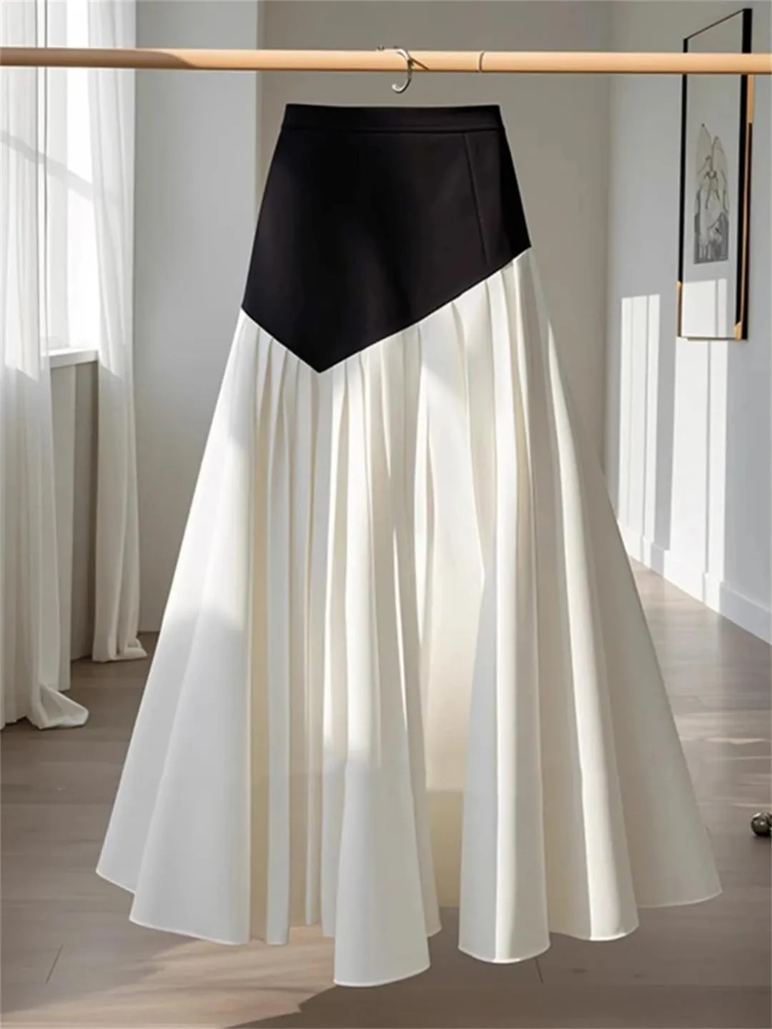 Women Slim Fit A-Line Umbrella Skirt Vintage Young Long Skirts