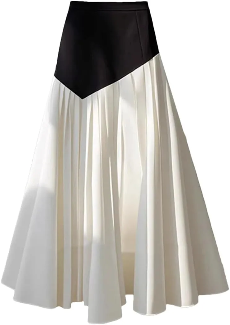 Women Slim Fit A-Line Umbrella Skirt Vintage Young Long Skirts