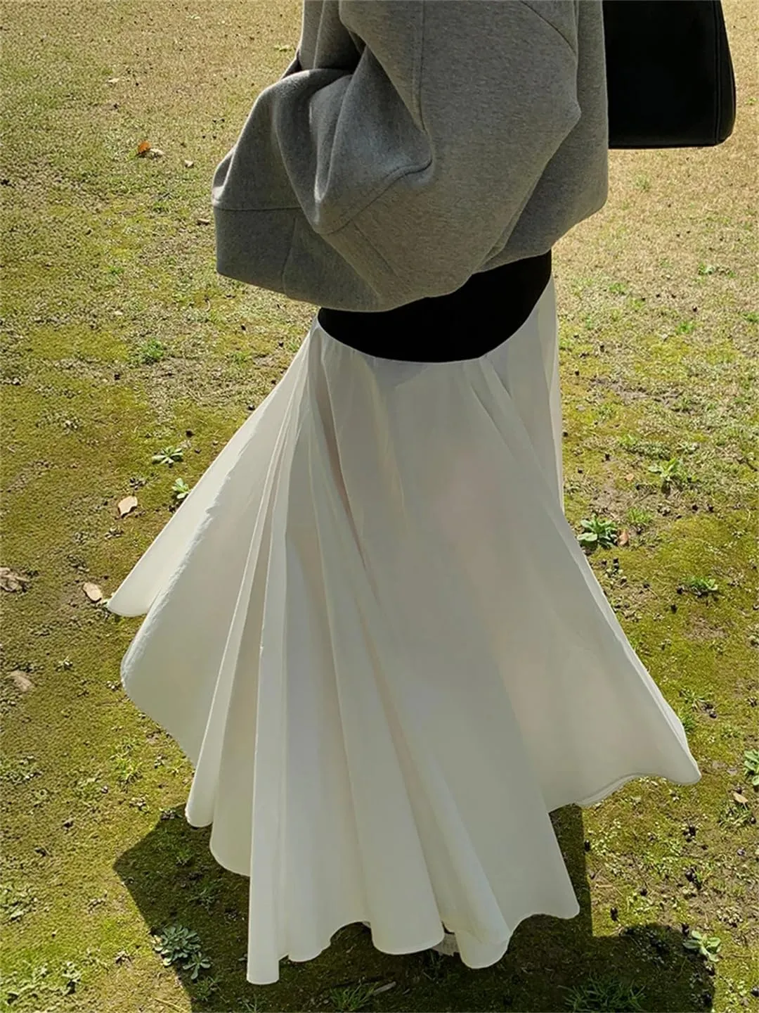 Women Slim Fit A-Line Umbrella Skirt Vintage Young Long Skirts