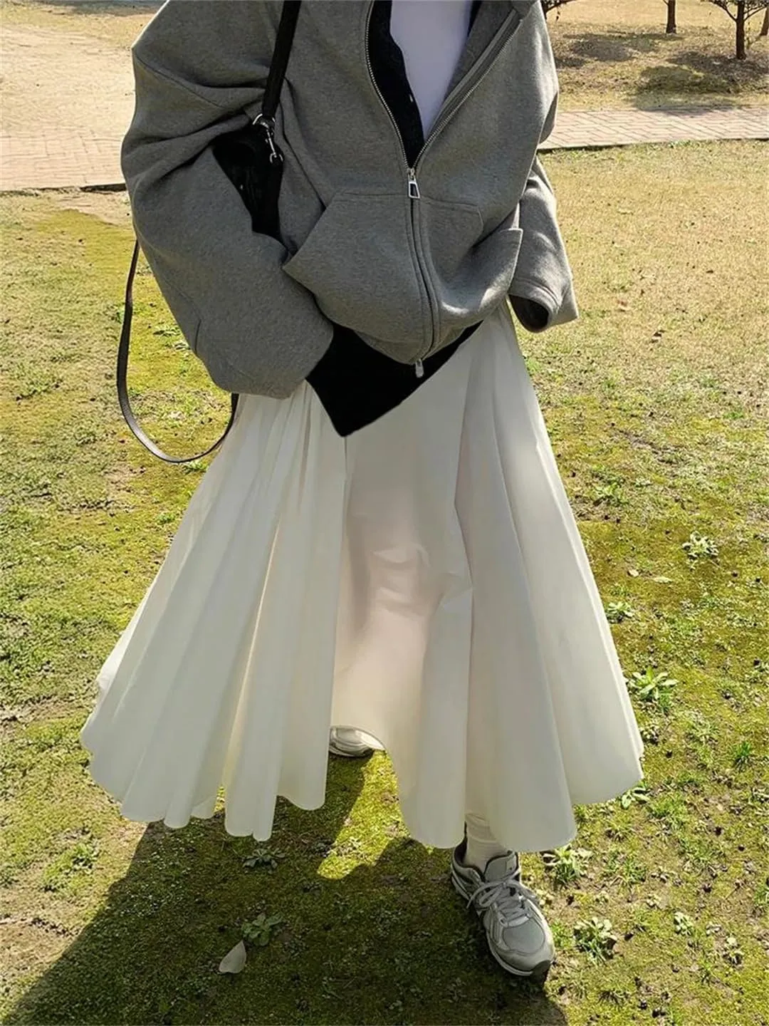 Women Slim Fit A-Line Umbrella Skirt Vintage Young Long Skirts