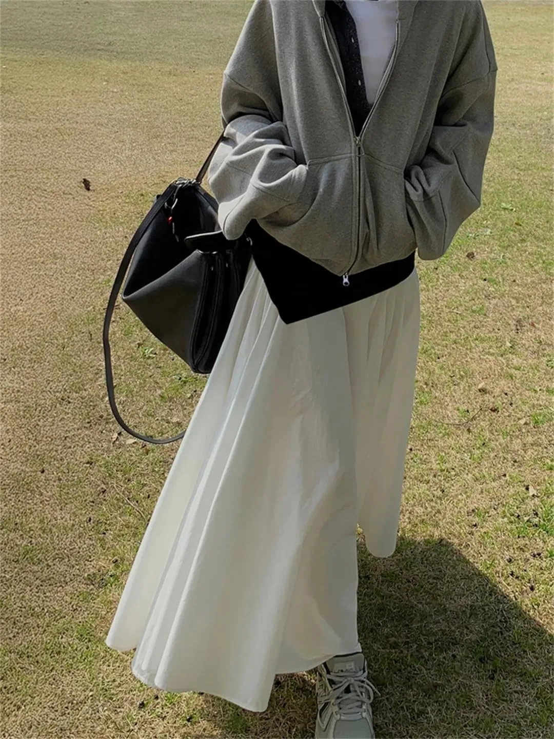 Women Slim Fit A-Line Umbrella Skirt Vintage Young Long Skirts
