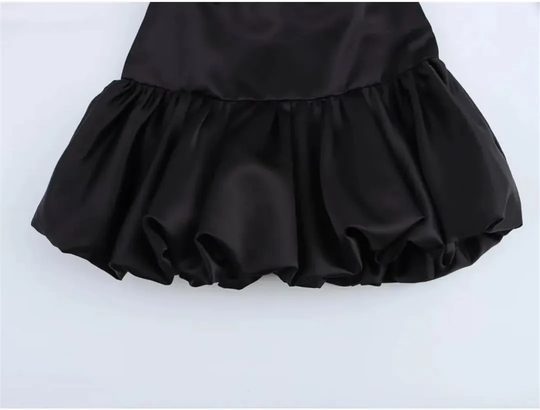 Women Solid Mini Skirts Classic Back Zipper A-Line Pleated High Waist Mini Skirts