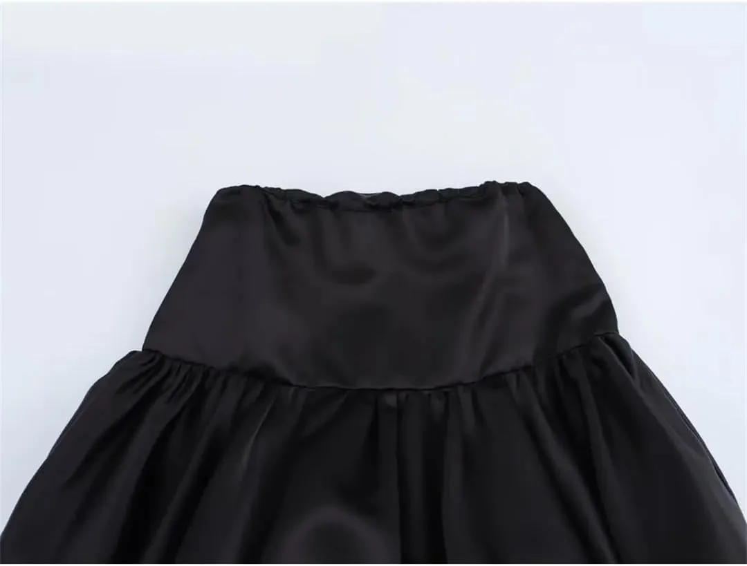 Women Solid Mini Skirts Classic Back Zipper A-Line Pleated High Waist Mini Skirts