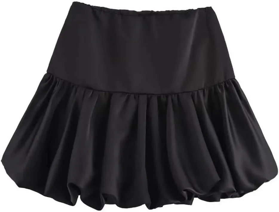 Women Solid Mini Skirts Classic Back Zipper A-Line Pleated High Waist Mini Skirts