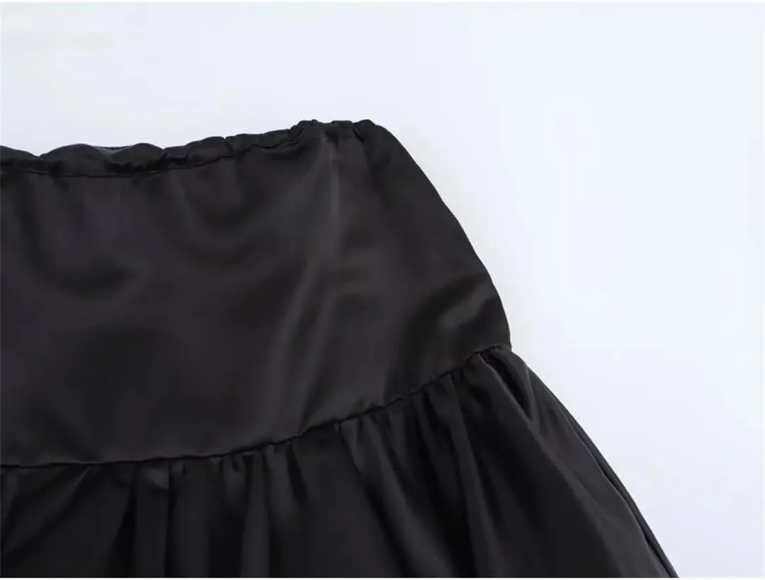 Women Solid Mini Skirts Classic Back Zipper A-Line Pleated High Waist Mini Skirts