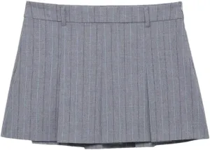 Women Striped Mini Pleated Skirts Lined A-Line High Waist Side Zipper Mini Skirts