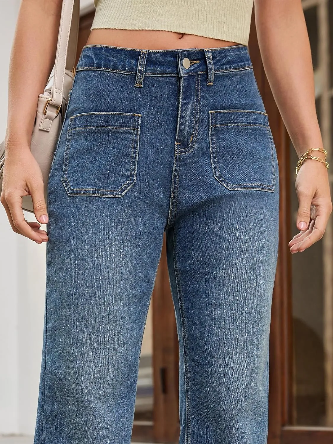 Women Wide Leg Jeans for Women Trendy High Rise Straight Leg Jeans Trendy Denim Pants with Pocket