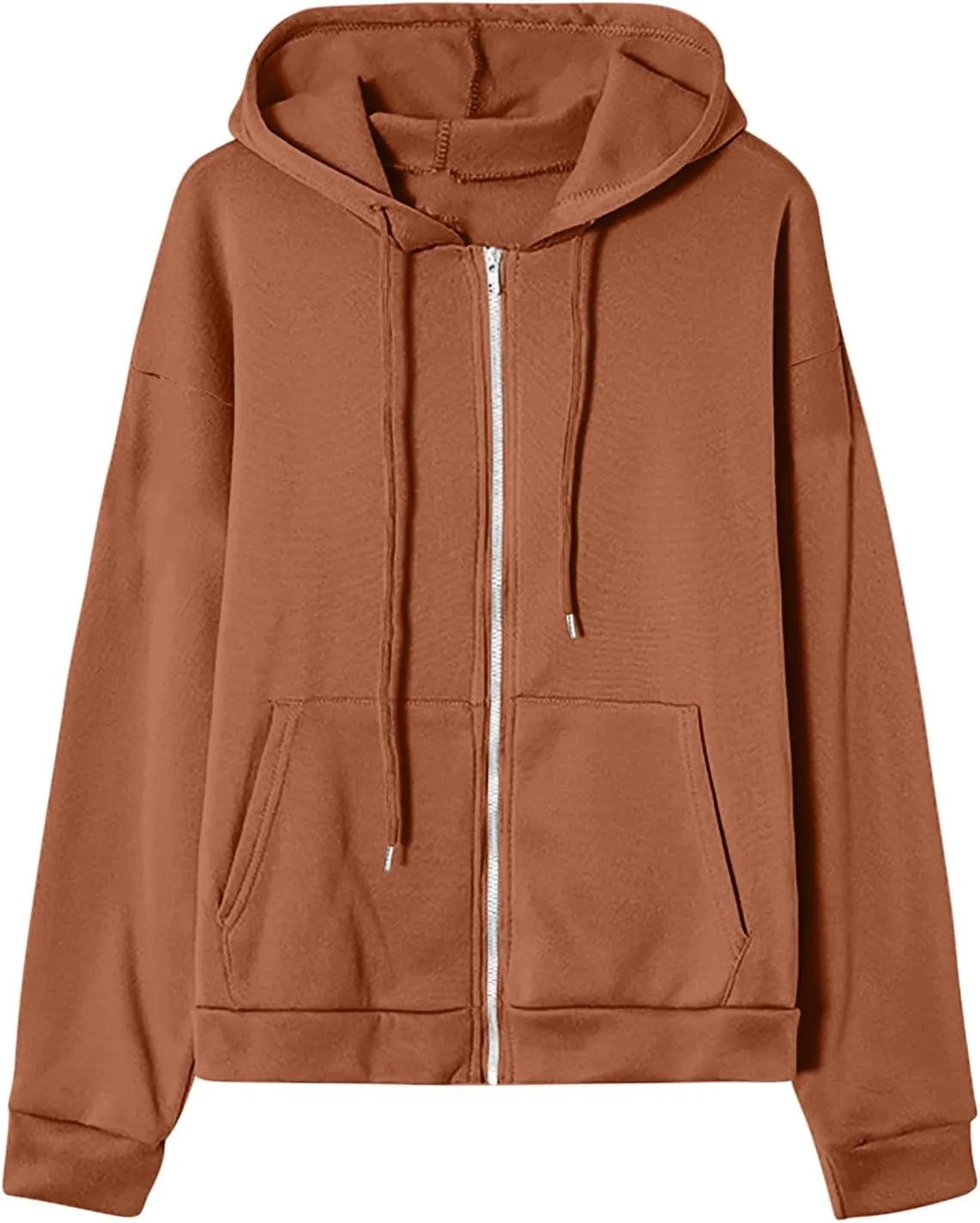 Women's 2024 Fall Zip Up Hoodies Sweatshirt Solid Color Long Sleeve Oversized Coat Casual Cozy Fall Winter Outfits