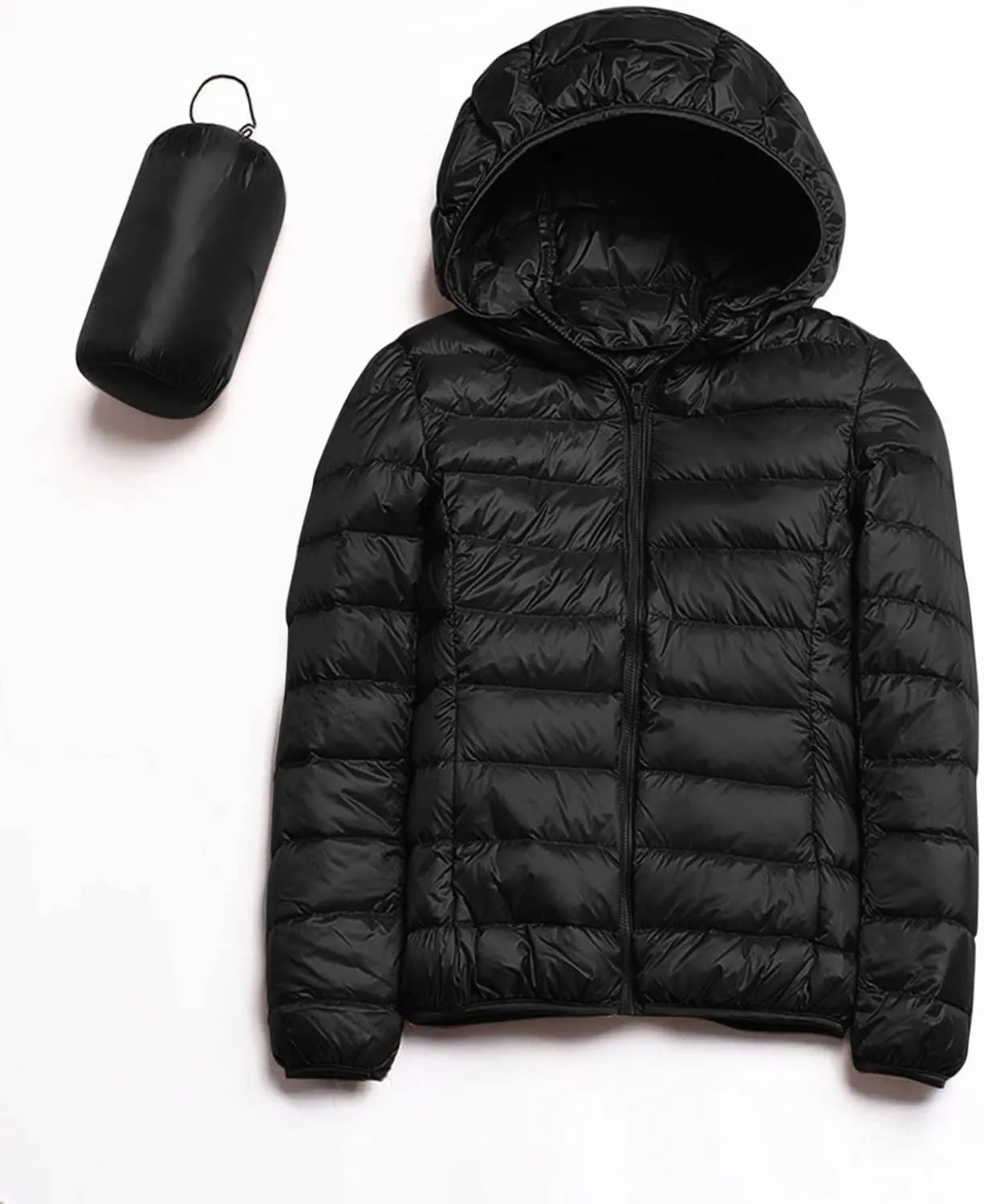 Womens 2024 Warm Lightweight Hooded Windproof Winter Coat Long Sleeve Casual Down Coat Home Outdoor Quilted Puffer Coat