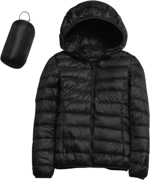 Womens 2024 Warm Lightweight Hooded Windproof Winter Coat Long Sleeve Casual Down Coat Home Outdoor Quilted Puffer Coat