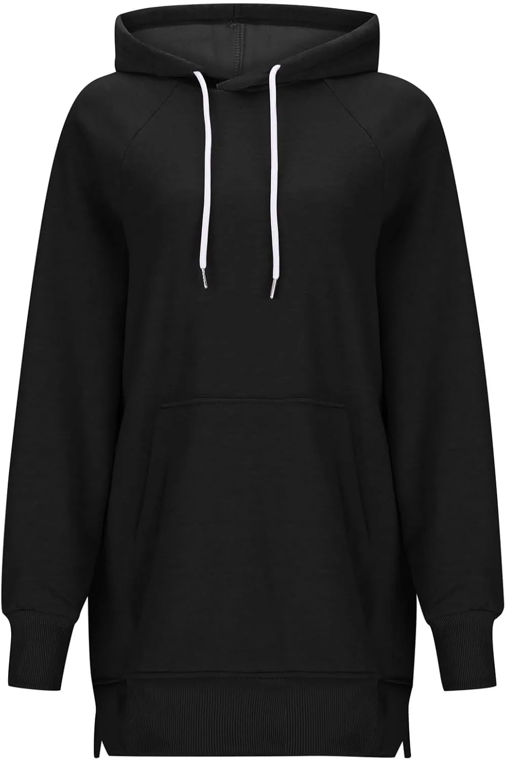 Women's Casual Long Hoodies Oversized Thick Fleece Hooded Sweatshirt Pullover Side Split High Low Hem Tops