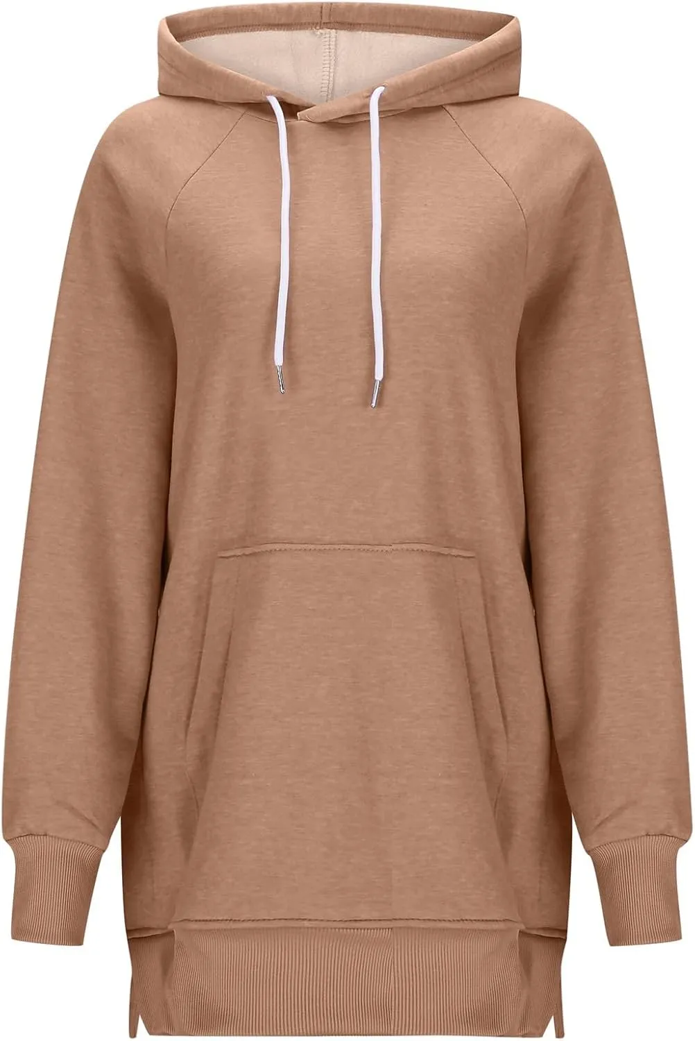 Women's Casual Long Hoodies Oversized Thick Fleece Hooded Sweatshirt Pullover Side Split High Low Hem Tops