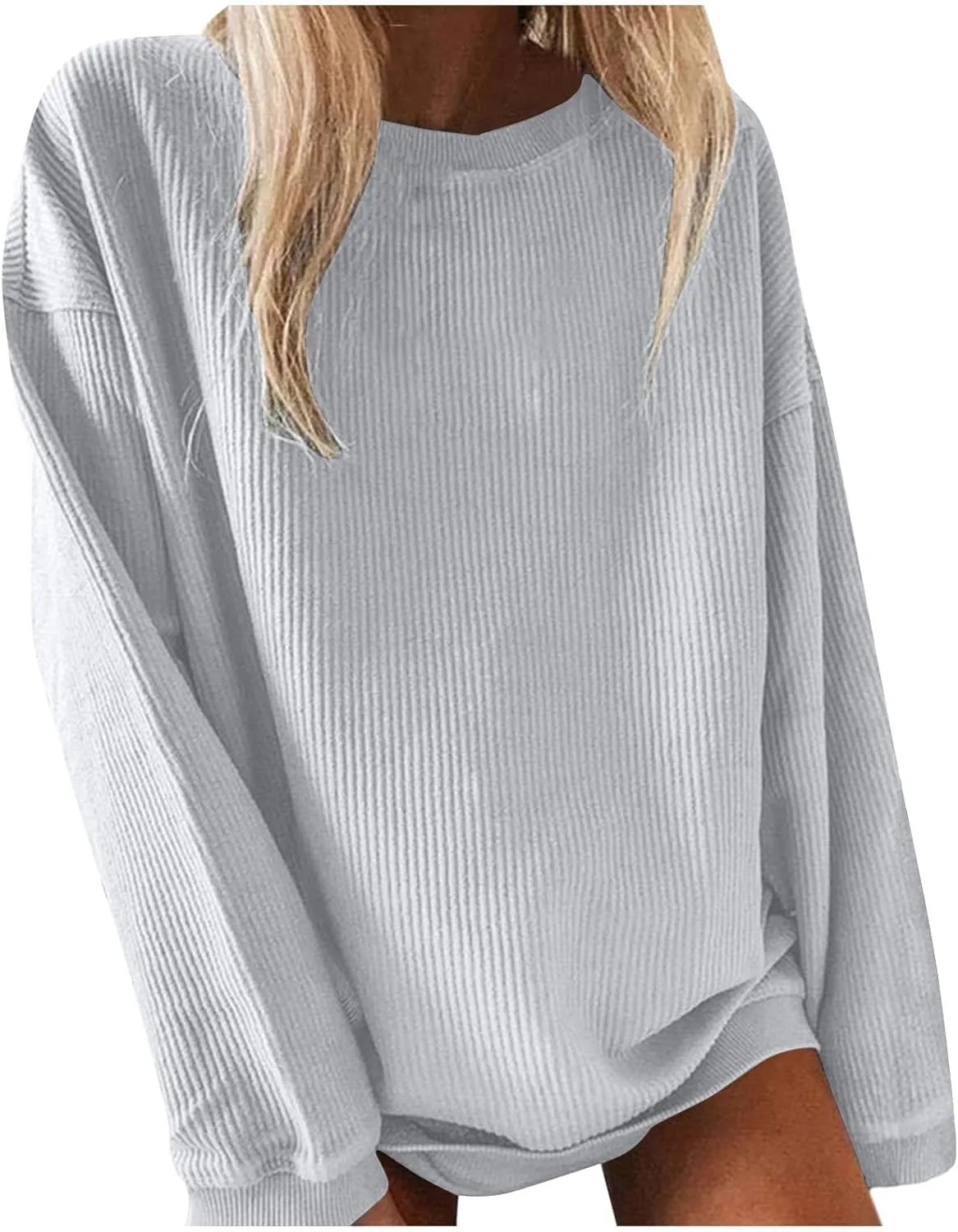 Women's Casual Long Sleeve Fall Tops 2023 Ribbed T-Shirt Thin Sweatshirt Cute Crew Neck Pullover Graphic Tops