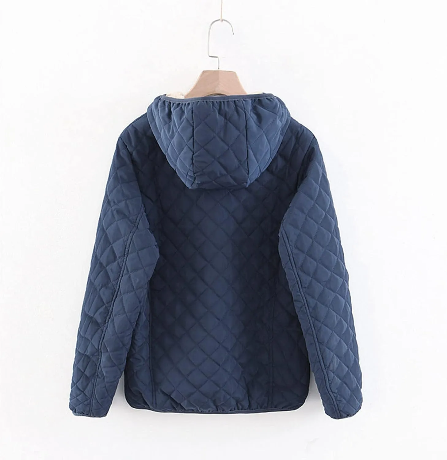 Womens Classic Solid Zip Up Fleece Coat Long Sleeve Hooded Pocket Overcoat Insulated Loose Slim Jacket Winter Outfits