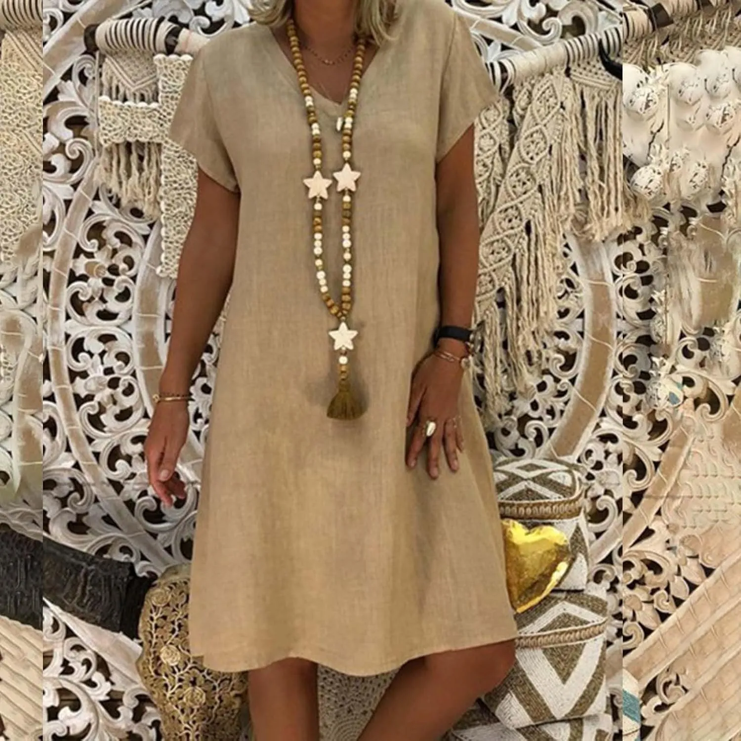 Women's Cotton Linen Dresses 2025 Summer Cup Sleeve Comfy Travel Sundresses Beach Vacation Wear Trendy Dress Outfits