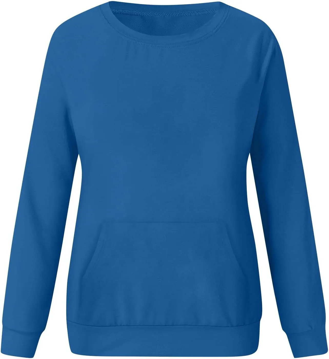 Womens Crewneck Sweatshirt Fleece Long Sleeve Cute Sweatshirts No Hooded Y2k Plain Trendy Hoodies with Pockets