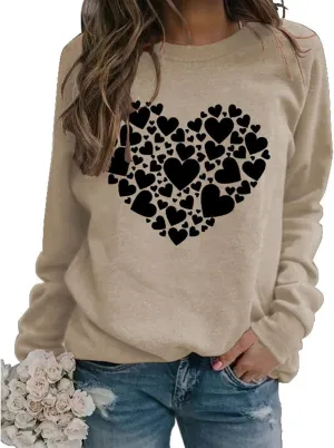 Womens Crewneck Sweatshirts Long Sleeve Casual Tops for Women 2024 Trendy Valentine's Day Sweatshirt Pullover Tops