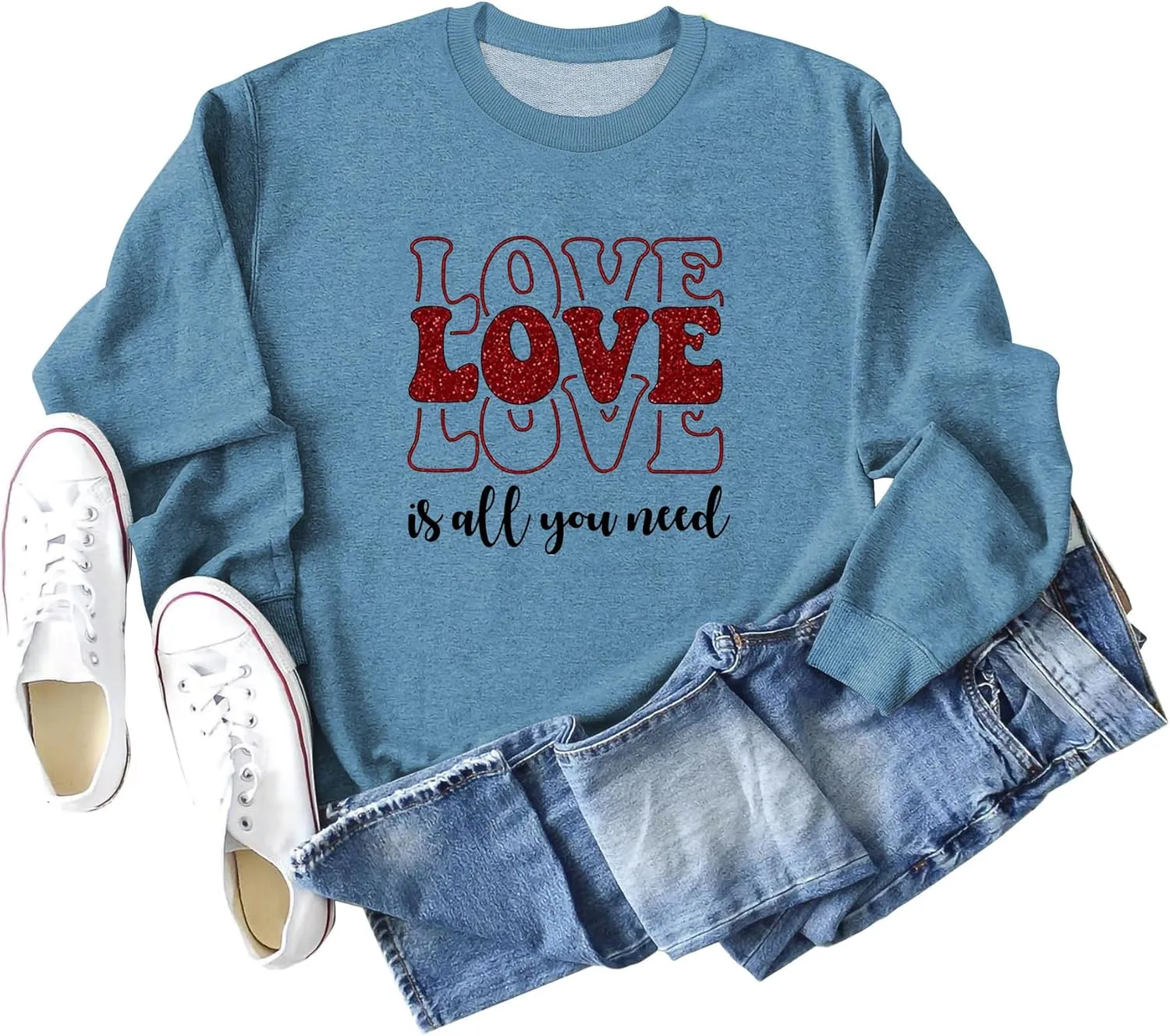 Womens Crewneck Sweatshirts Long Sleeve Crew Neck Pullover Sweatshirt Casual Outfits 2023 Fall Clothes Trendy