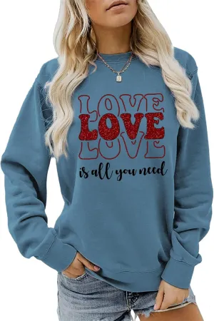 Womens Crewneck Sweatshirts Long Sleeve Crew Neck Pullover Sweatshirt Casual Outfits 2023 Fall Clothes Trendy
