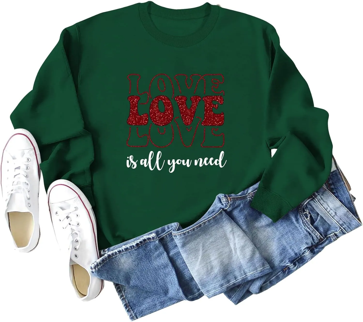 Womens Crewneck Sweatshirts Long Sleeve Crew Neck Pullover Sweatshirt Casual Outfits 2023 Fall Clothes Trendy