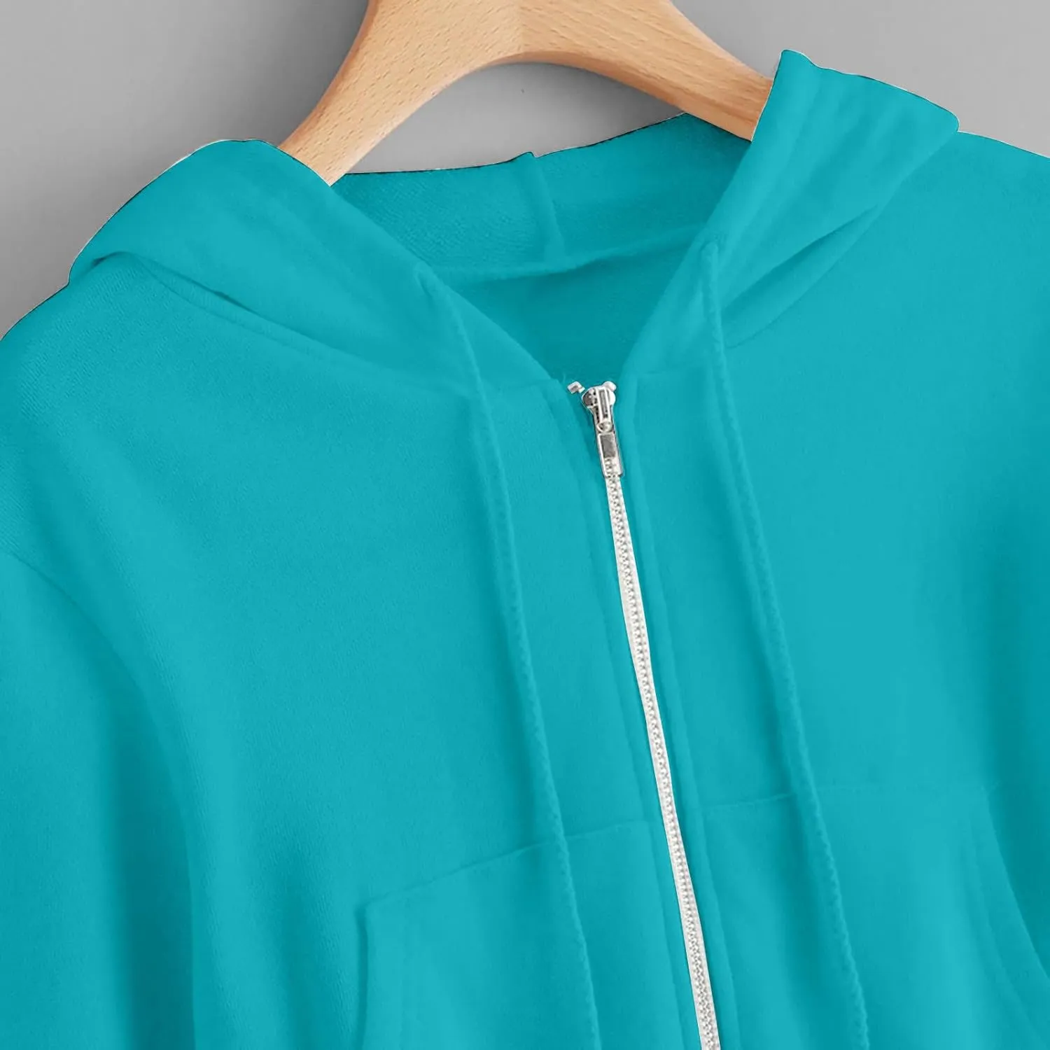 Womens Cropped Zip Up Hoodies Long Sleeve Sweatshirt Jacket with Hood Trendy Y2K Crop Tops Teen Girls Clothes 2024