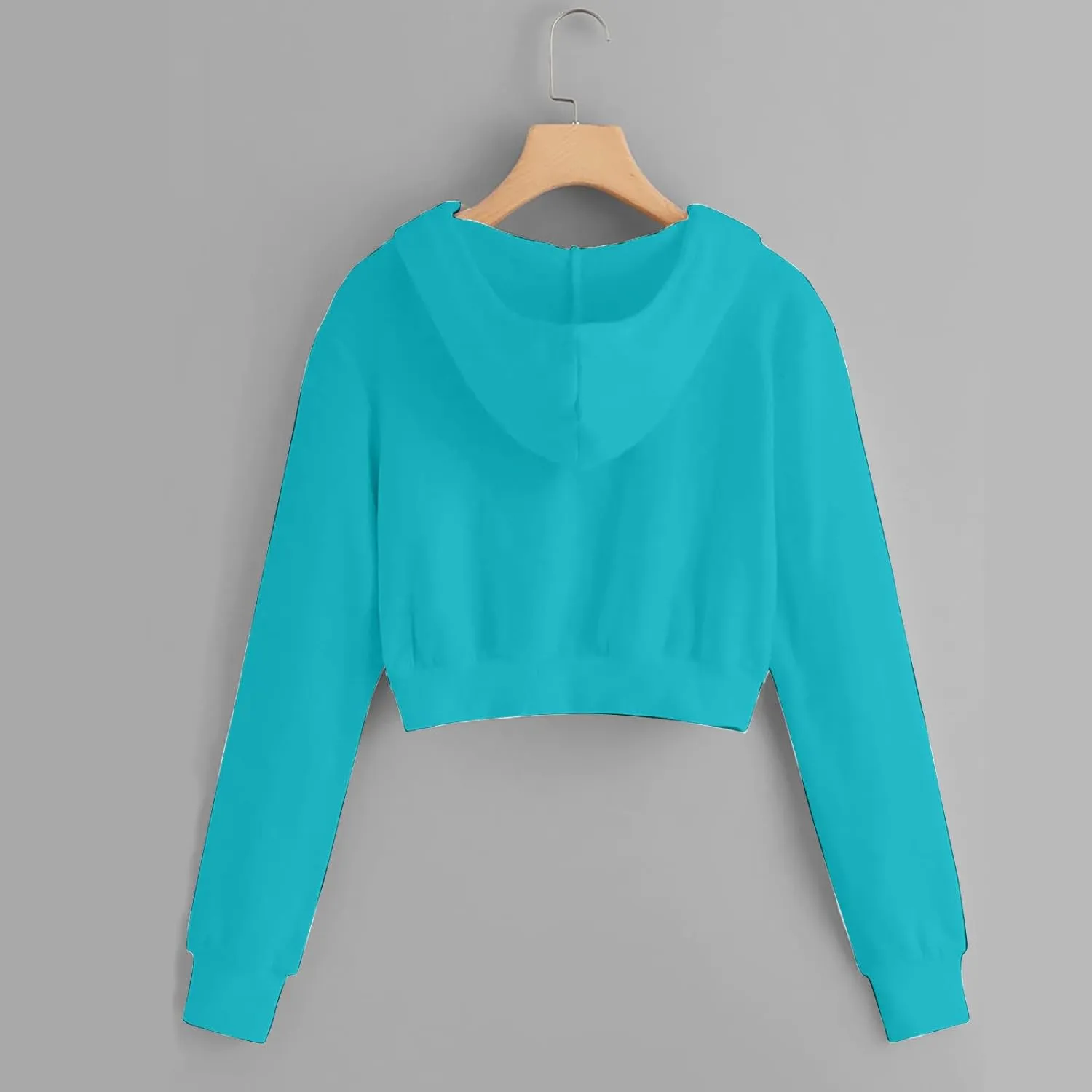 Womens Cropped Zip Up Hoodies Long Sleeve Sweatshirt Jacket with Hood Trendy Y2K Crop Tops Teen Girls Clothes 2024
