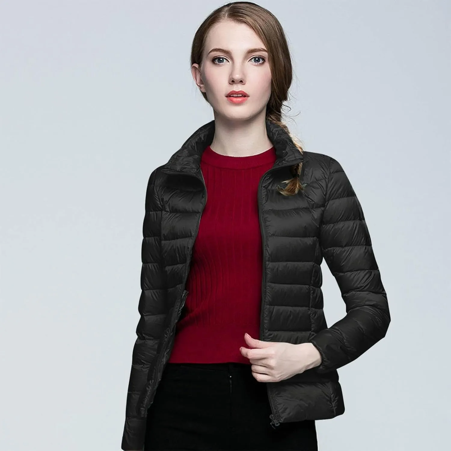 Women's Down Jacket Hooded Windproof Puffer Coat Packable Warm Winter Jacket Lightweight Ladies Parka Dowm Jacket Autumn