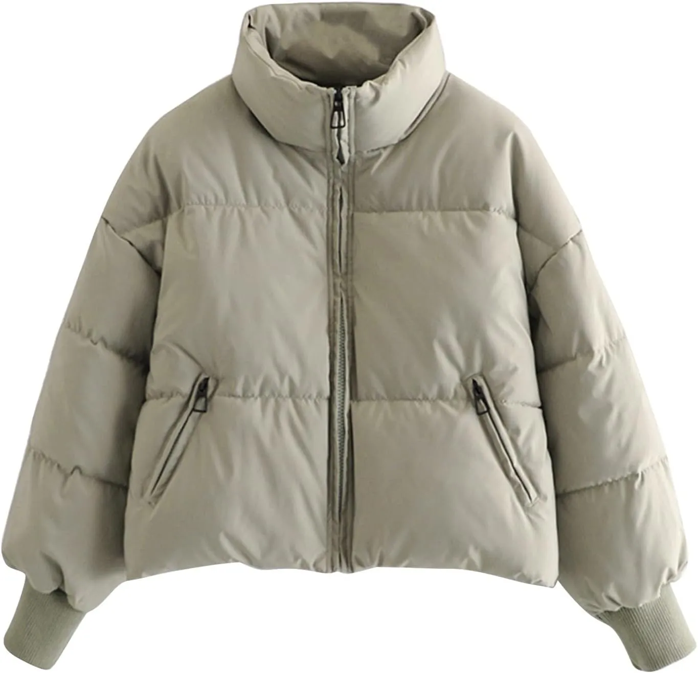 Women's Down Puffer Jacket with Hood Lightweight Thermal Quilted Coat with Pockets Zip-up Winter Warm Jacket XS-L