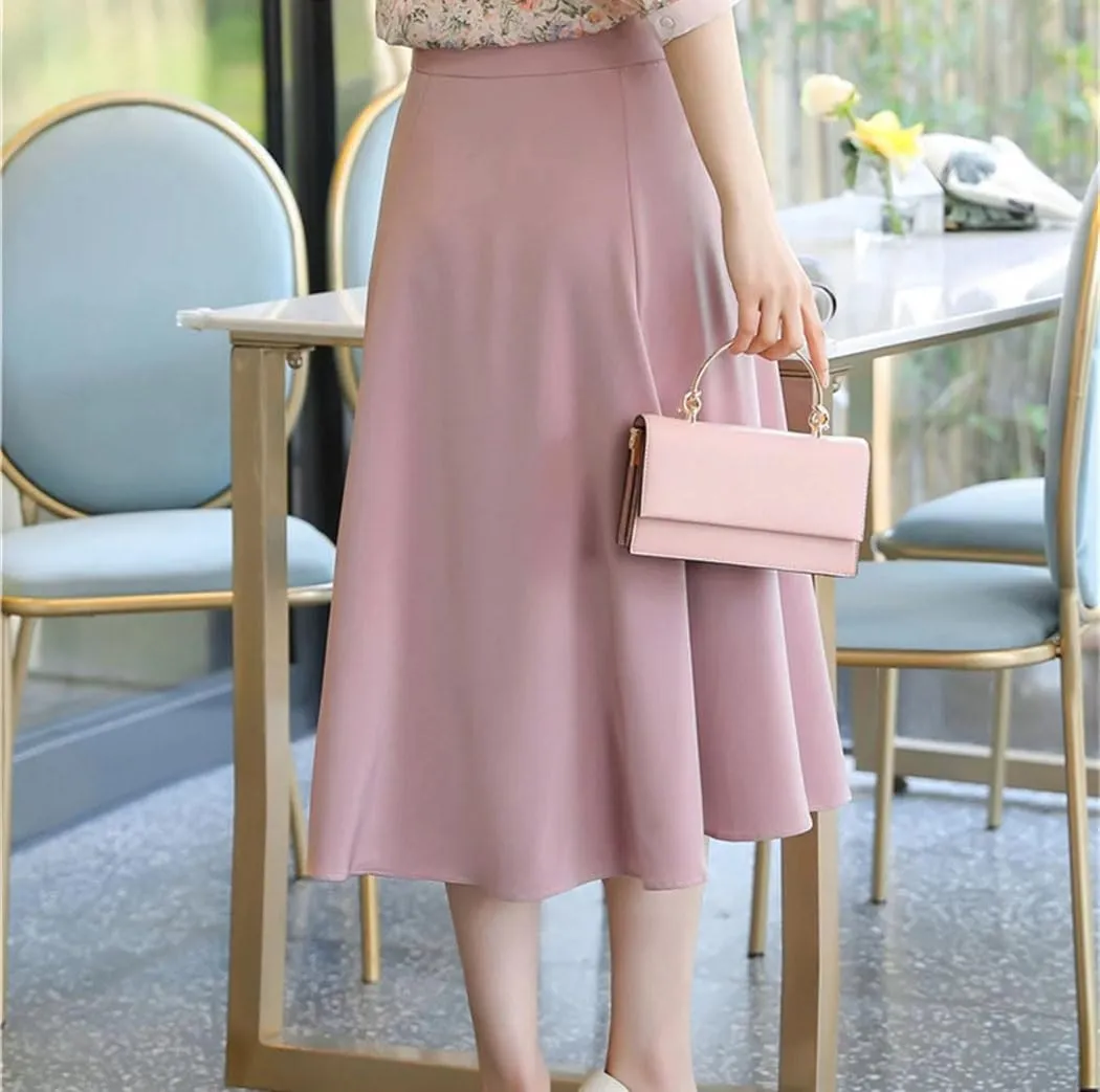 Womens Elegante High Waisted Casual A-Line Long Skirts Summer Beach Party Pleated Maxi Skirts