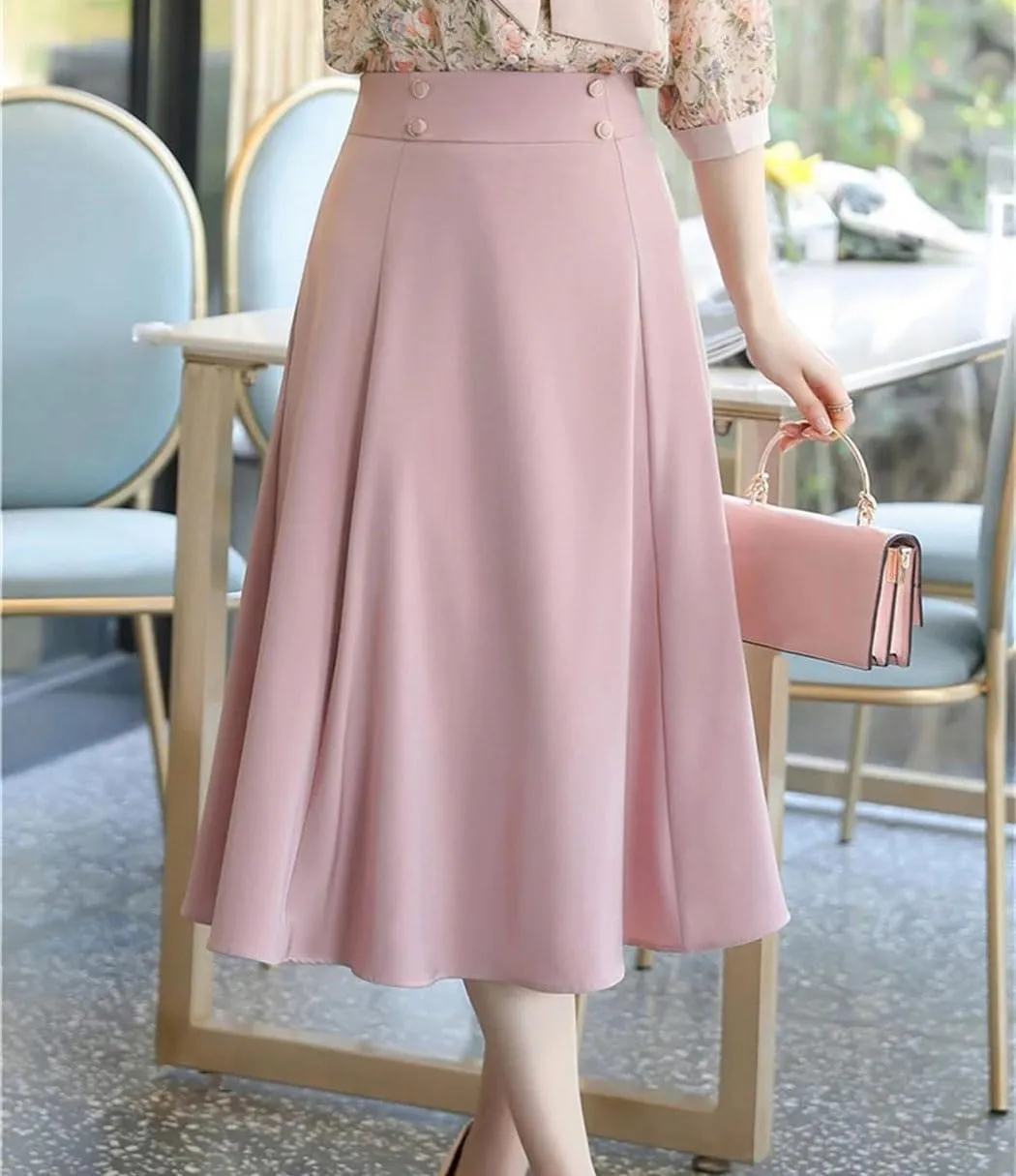 Womens Elegante High Waisted Casual A-Line Long Skirts Summer Beach Party Pleated Maxi Skirts