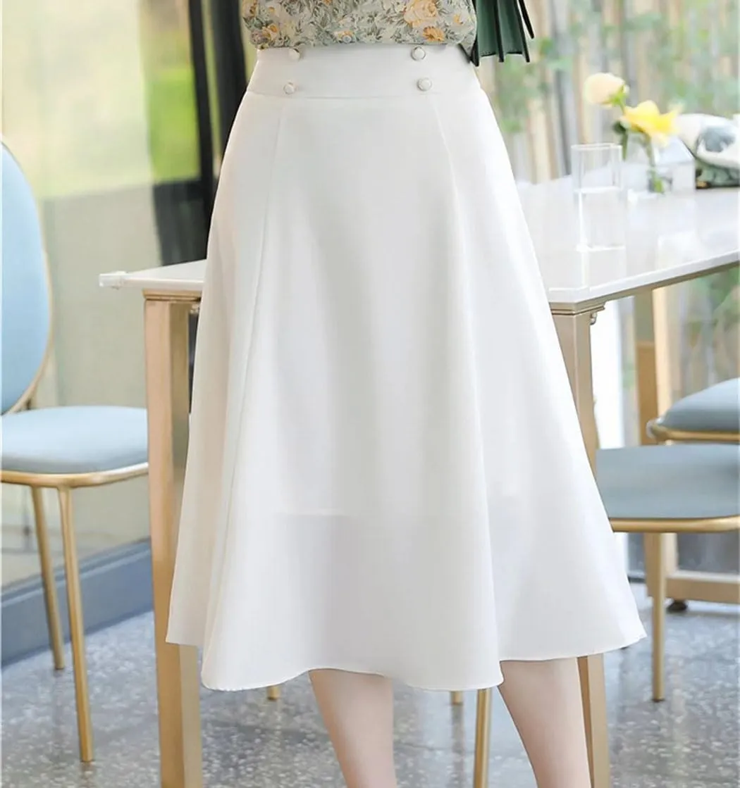 Womens Elegante High Waisted Casual A-Line Long Skirts Summer Beach Party Pleated Maxi Skirts